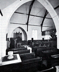 The interior of Kempston West Methodist Church in 1960